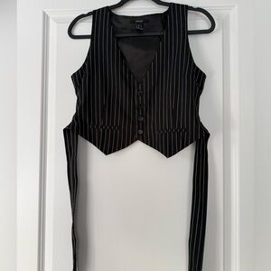 Forever 21 Black Pinstripe Cropped Vest